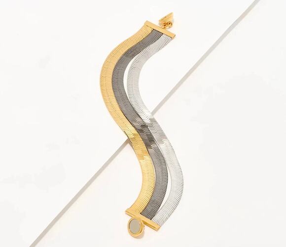 David markstein Jewelry - David Markstein Bronze 3-Row Flexible Herringbone Bracelet